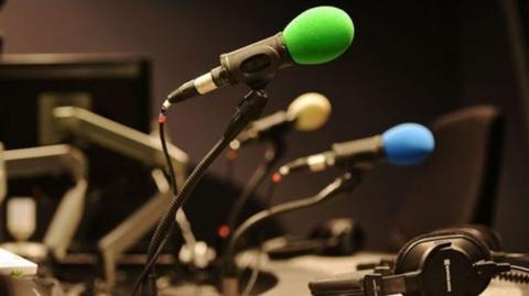 Microphones in a radio studio