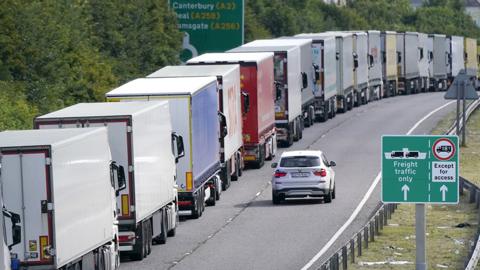 Lorries on road - at standstill