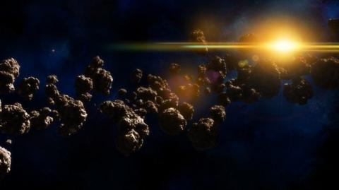 Asteroid belt - stock CGI image