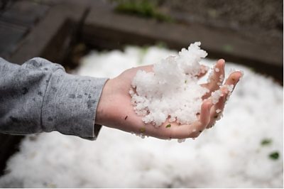 Villages in the northeastern region of Catalonia were left flooded following a hailstorm on Wednesday.