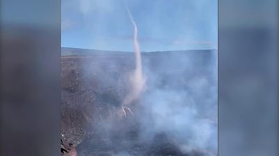 Wind vortex over Kilauea volcano