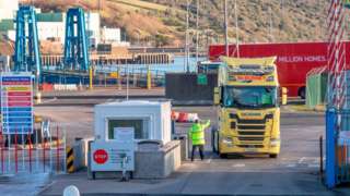 A lorry at a port in Northern Ireland