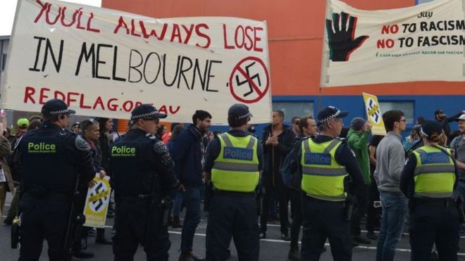A group of protestors in Melbourne