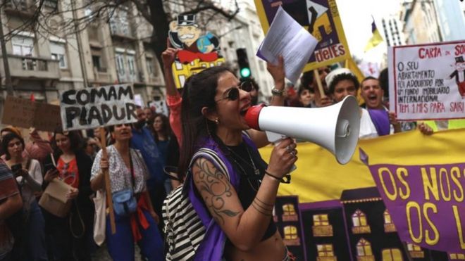 protesto contra os aluguéis altos em Lisboa