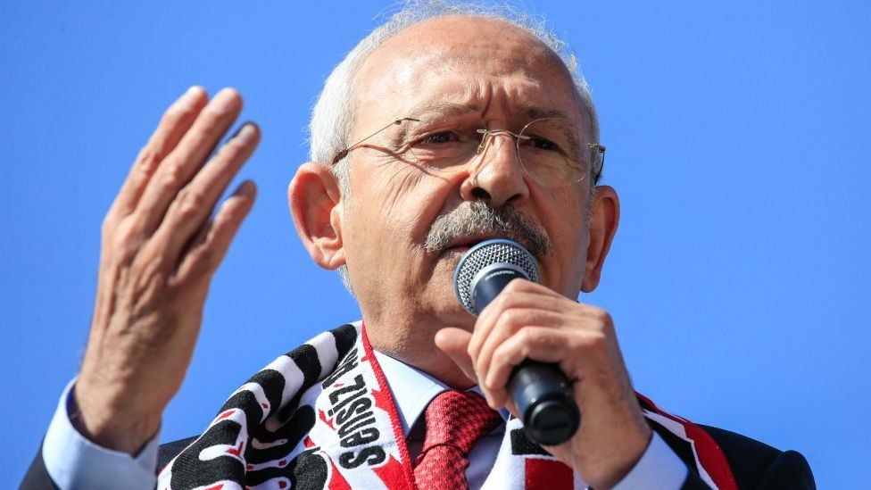 Chairman of the Republican People's Party (CHP) Kemal Kilicdaroglu addresses the crowd during a campaign rally ahead of March 31 local elections, in Turgutlu district of Manisa, Turkey on March 29, 2019