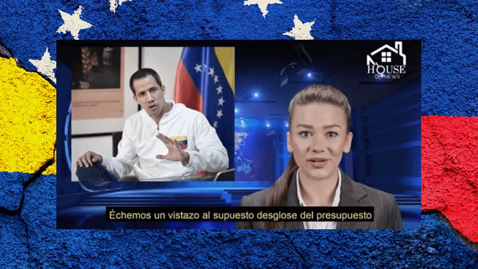 A screenshot of one of the deepfake videos - showing opposition leader Juan Guaidó and a reporter generated using artificial intelligence.