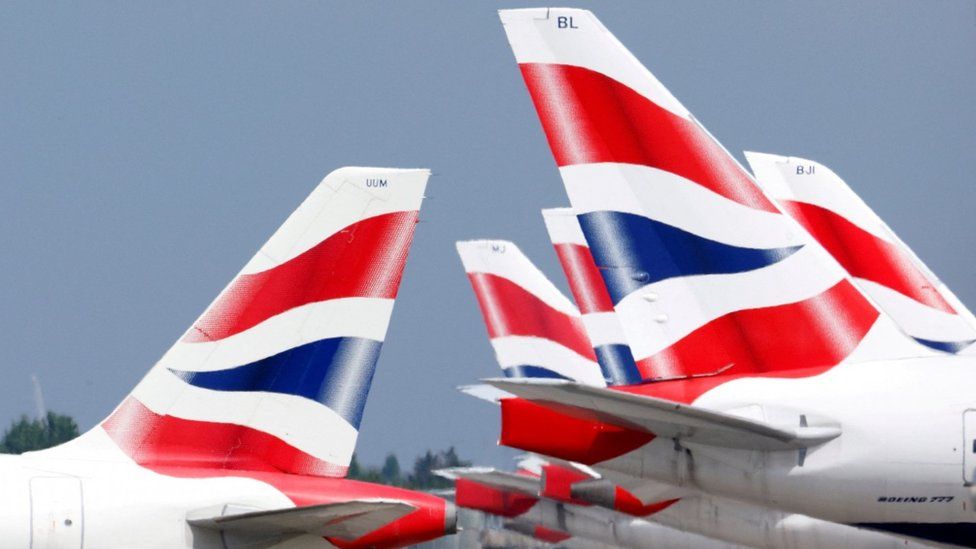 British Airways tail fins are pictured at Heathrow Airport in London, Britain, May 17, 2021