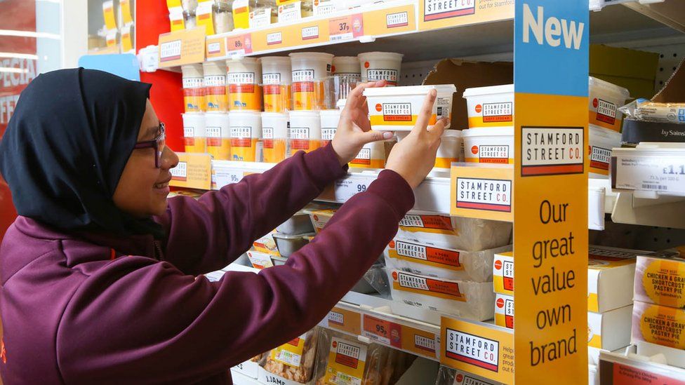 Sainsbury's worker sorting new Stamford Street own label products