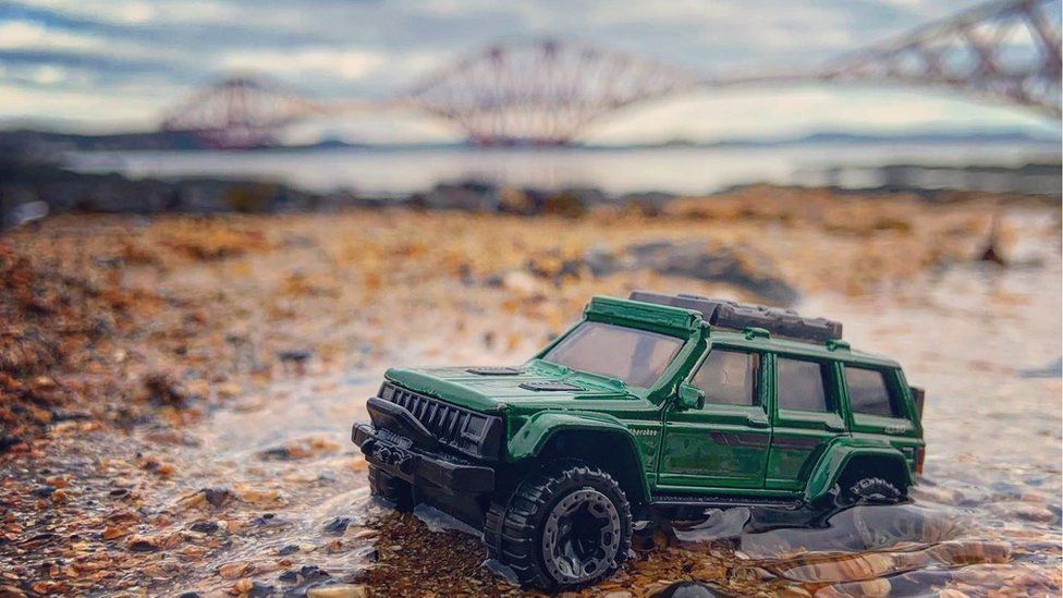 Toy jeep in mud